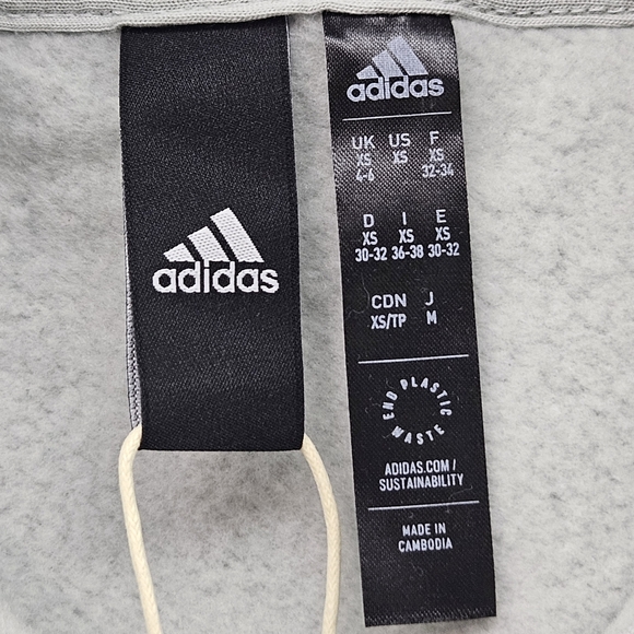 Adidas Women's Floral Graphic 3-Stripes Fleece Cropped Loose Fit Hoodie Size XS - Picture 5 of 12